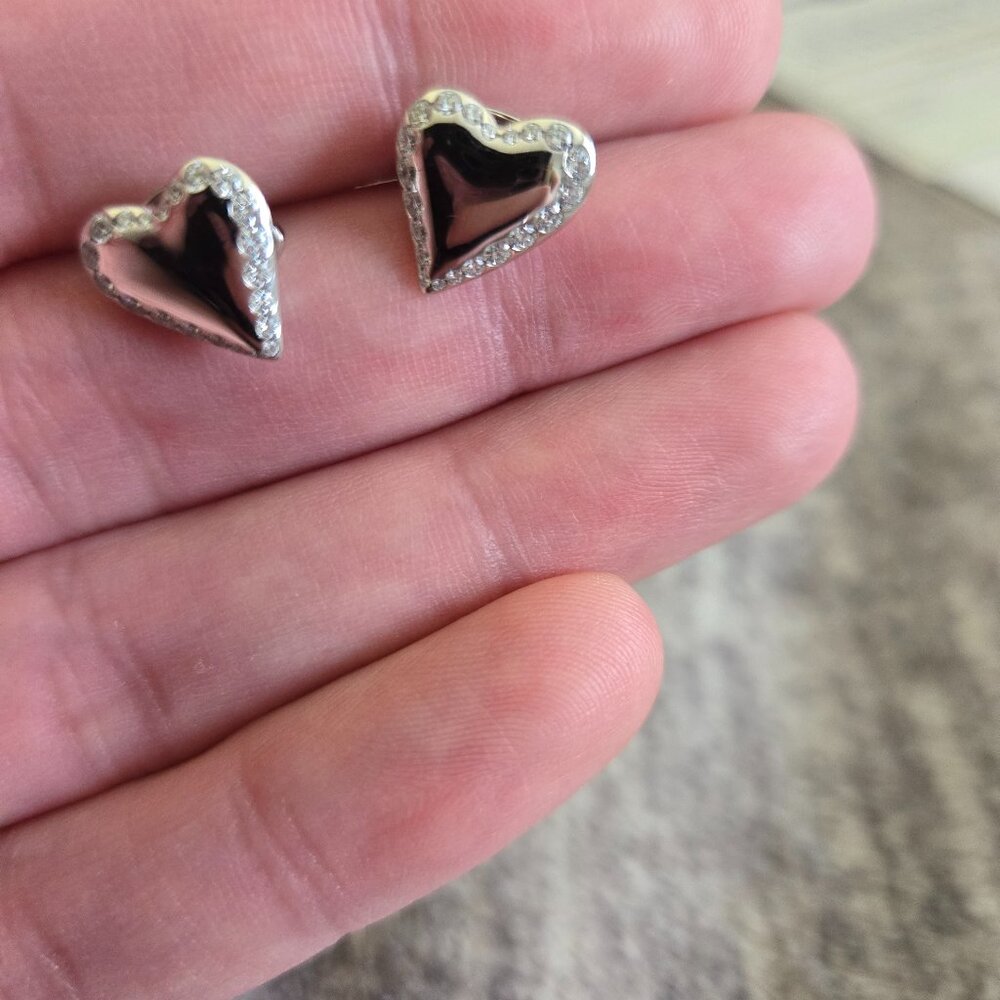 White Gold & Diamond Heart Earrings